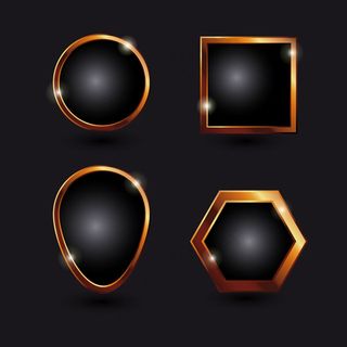 黑色金边标签,免抠元素