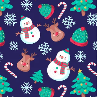 雪人和驯鹿背景