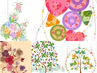 藤蔓小鸟曲线图案