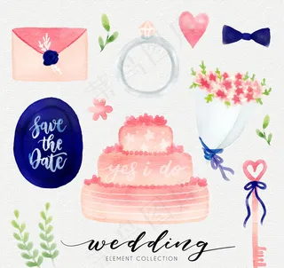水彩绘婚礼元素