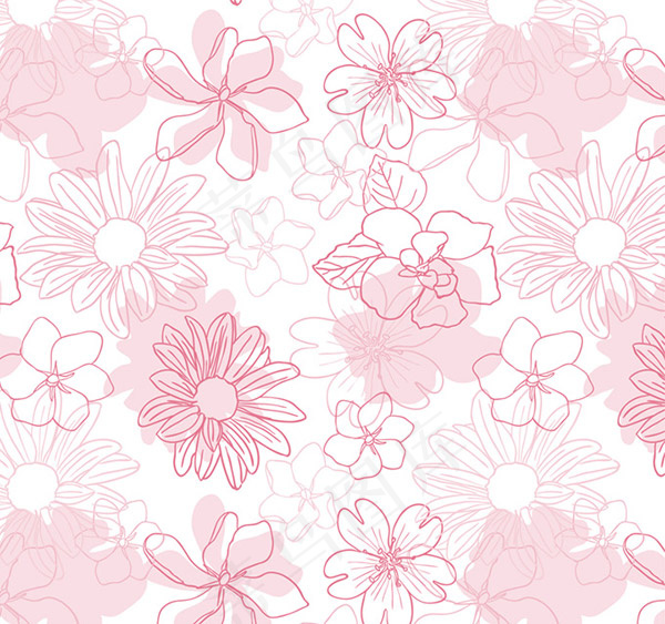 手绘花卉无缝背景