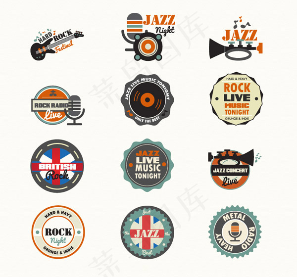 复古爵士乐图标,免抠元素