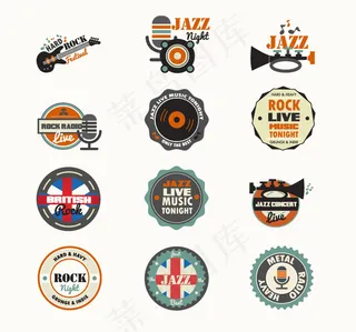 复古爵士乐图标,免抠元素