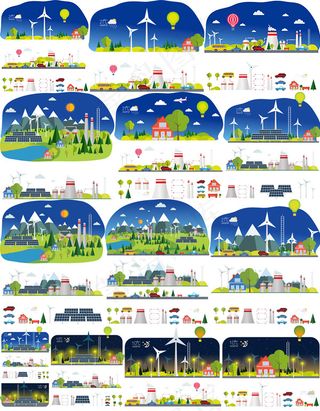 扁平化风景工业