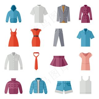 服装扁平化图标,免抠元素,背景元素