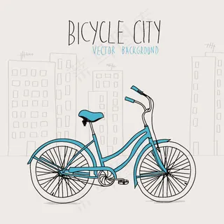 自行车手绘插画
