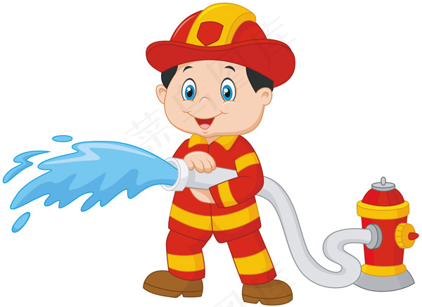 冲水的消防员