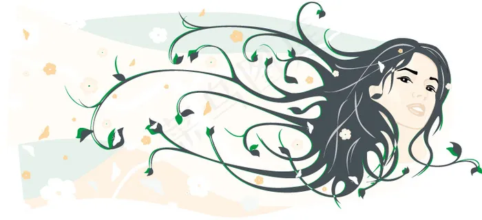 女性头像与花纹剪eps,ai矢量模版下载