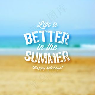夏季模糊沙滩背景
