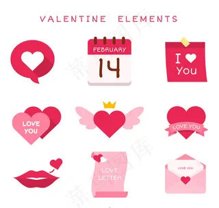 玫红色情人节元素