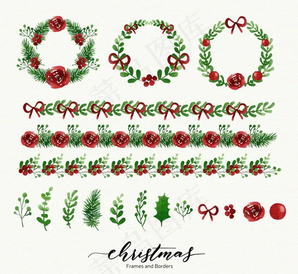 圣诞花边和花环ai矢量模版下载