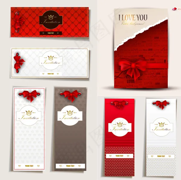 婚礼邀请卡片eps,ai矢量模版下载