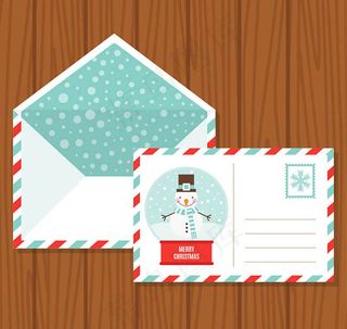 雪人明信片和信封