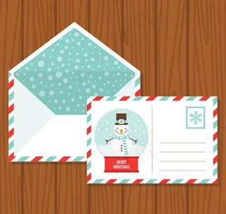 雪人明信片和信封