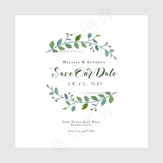 婚礼邀请卡矢量