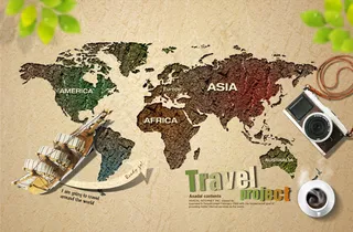 世界地图与杯子