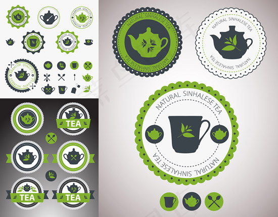 茶餐厅标签矢量,免抠元素