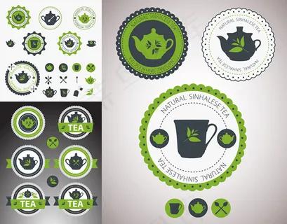 茶餐厅标签矢量,免抠元素