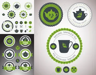 茶餐厅标签矢量,免抠元素