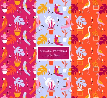 花卉和鸟无缝背景