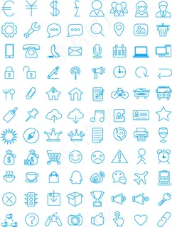 蓝色线绘商务图标,免抠元素,背景元素