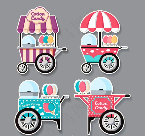 创意棉花糖车贴纸ai矢量模版下载