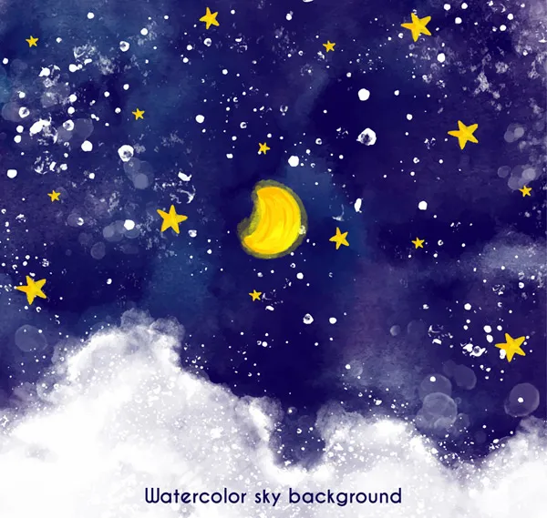 蓝色夜空风景ai矢量模版下载