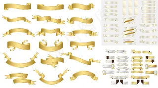 金色质感条幅矢量,背景元素