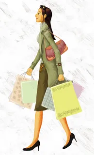 提购物袋美女插画