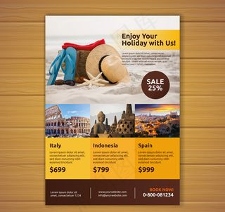 沙滩旅行行社宣传单