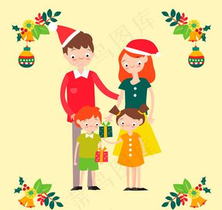 快乐圣诞四口之家