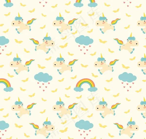 独角兽无缝背景ai矢量模版下载