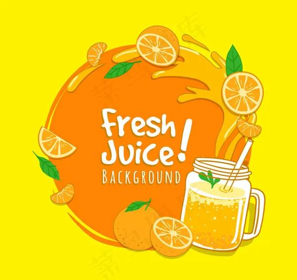 新鲜橙子和橙汁ai矢量模版下载