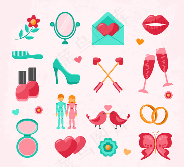 清新婚礼图标,免抠元素