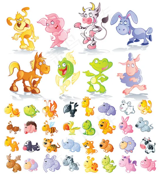 卡通动物矢量,免抠元素eps,ai矢量模版下载