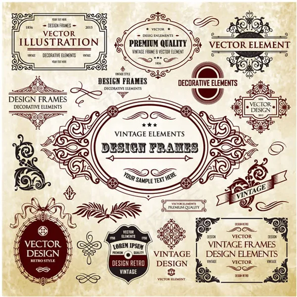 古典花纹标签矢量,免抠元素eps,ai矢量模版下载