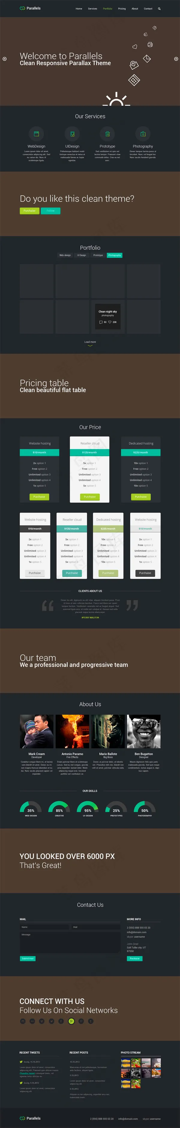 视觉差网站psd模版下载