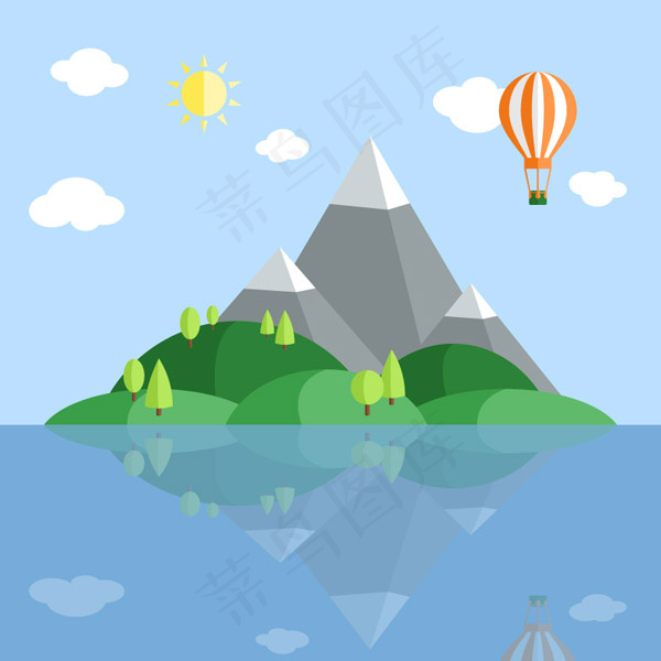 海中的小岛风景ai矢量模版下载