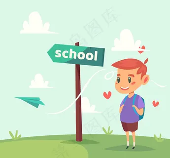 路牌和返校男孩 路牌和返校男孩