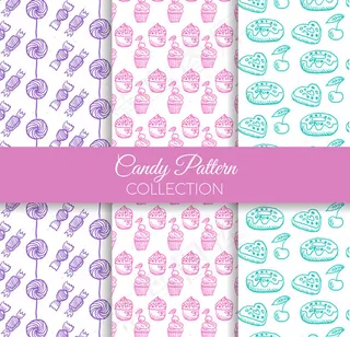 手绘糖果无缝背景,背景元素
