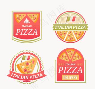 披萨快餐标签矢量