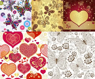 蝴蝶心形花纹背景