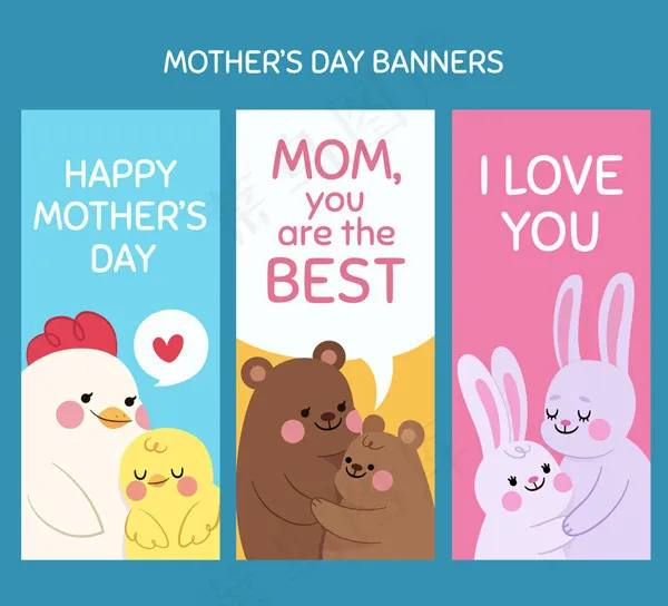 母亲节动物bannerai矢量模版下载