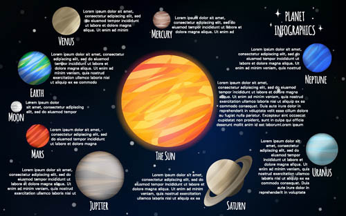 太阳系行星主题ai矢量模版下载
