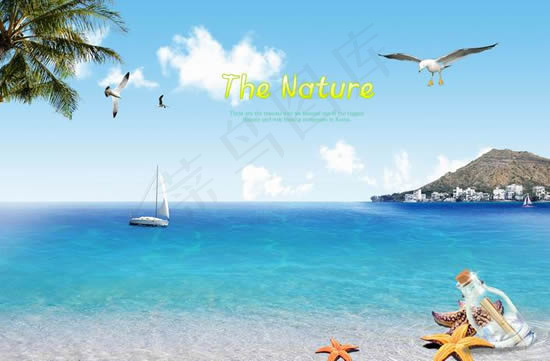 海岛风景PSD