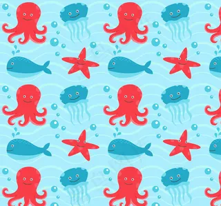 海洋生物无缝背景