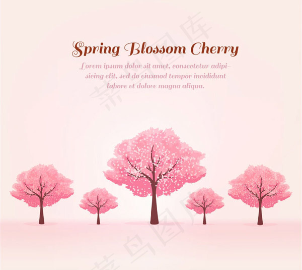 春季粉色樱花树