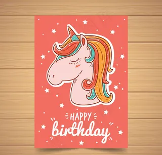 独角兽头像生日贺卡