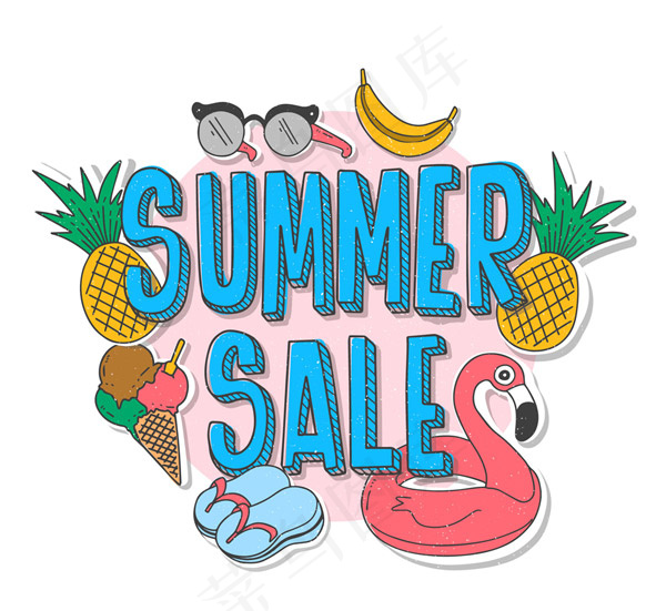 彩色夏季销售贴纸
