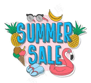 彩色夏季销售贴纸